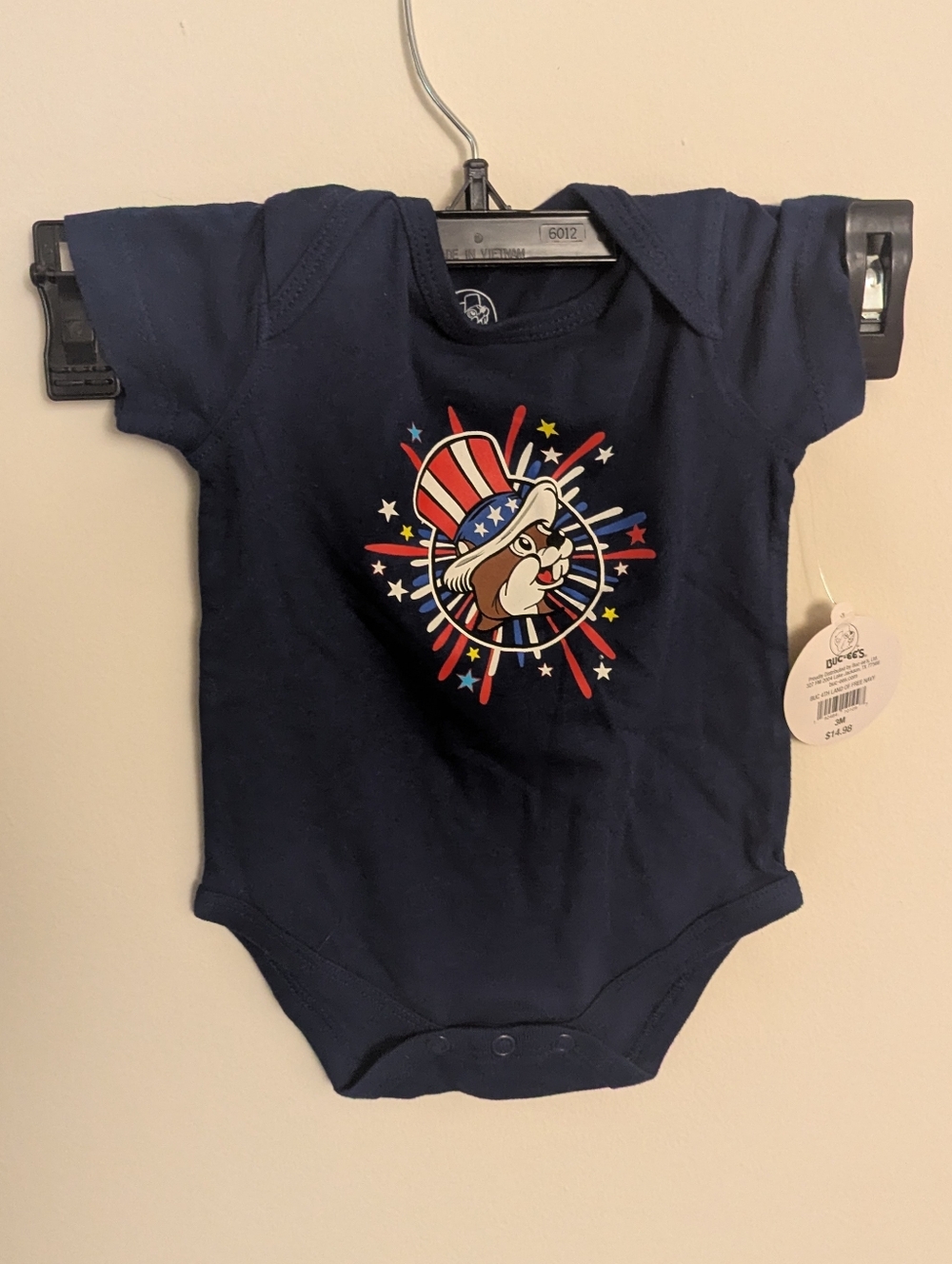 NWT 4th Of July Patriotic America Bucees Baby Onesie 3mo